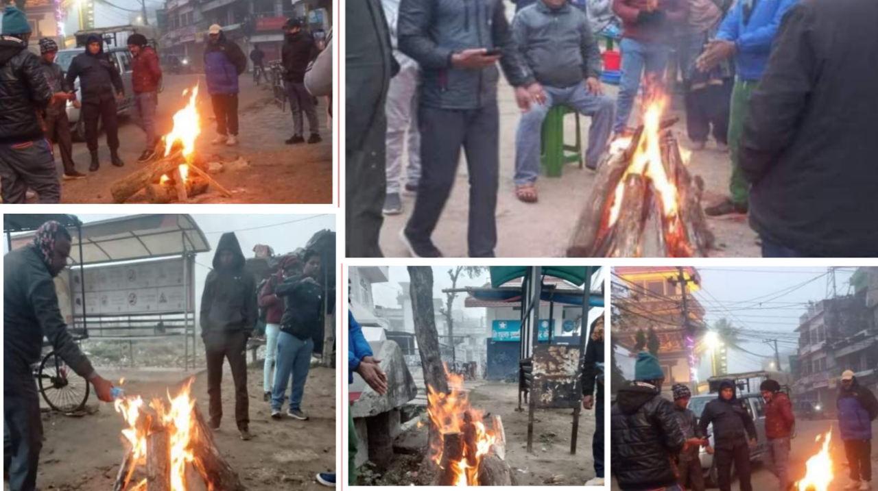 वीरगञ्ज महानगरद्वारा सार्वजनिक स्थानहरुमा आगाे ताप्न दाउरा वितरण