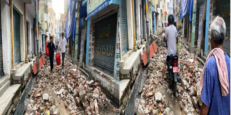 फोटो – पंकज श्रेष्ठ  
बिगत ४५ दिन देखी सडक अवरोध गरेर नाला तथा सडक निर्माणको अवस्था