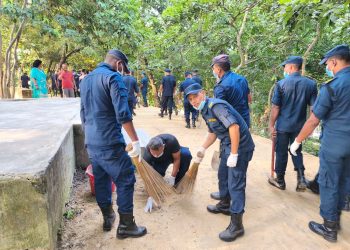 प्रहरी दिवसको अवसरमा बुद्ध मन्दिर परिसरमा सफाइ अभियान सम्पन्न