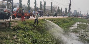 वीरगञ्जमा लामखुट्टे नियन्त्रण अभियान सुरु, विषादी छर्किंदै
