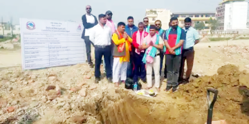 नारायणी रंगशालाको प्याराफिट पुनर्निर्माण सुरु, शिलान्यास सम्पन्न